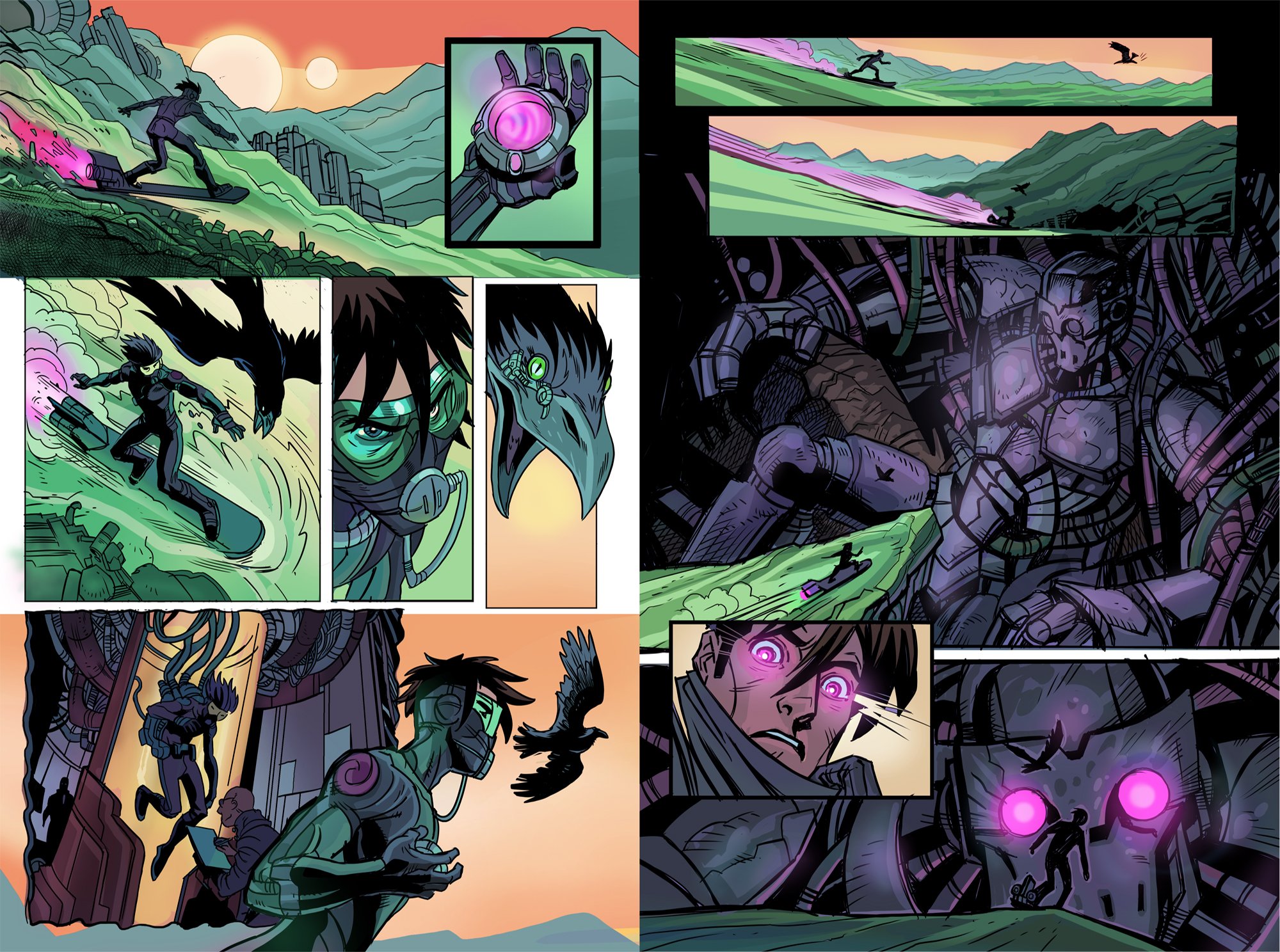 Anime comic book spread