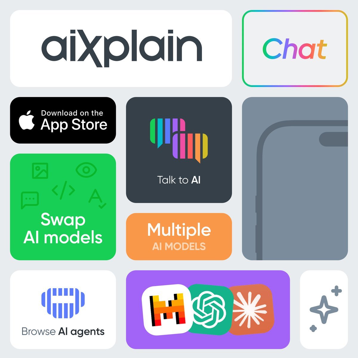 Multiple AI chatbot app icons